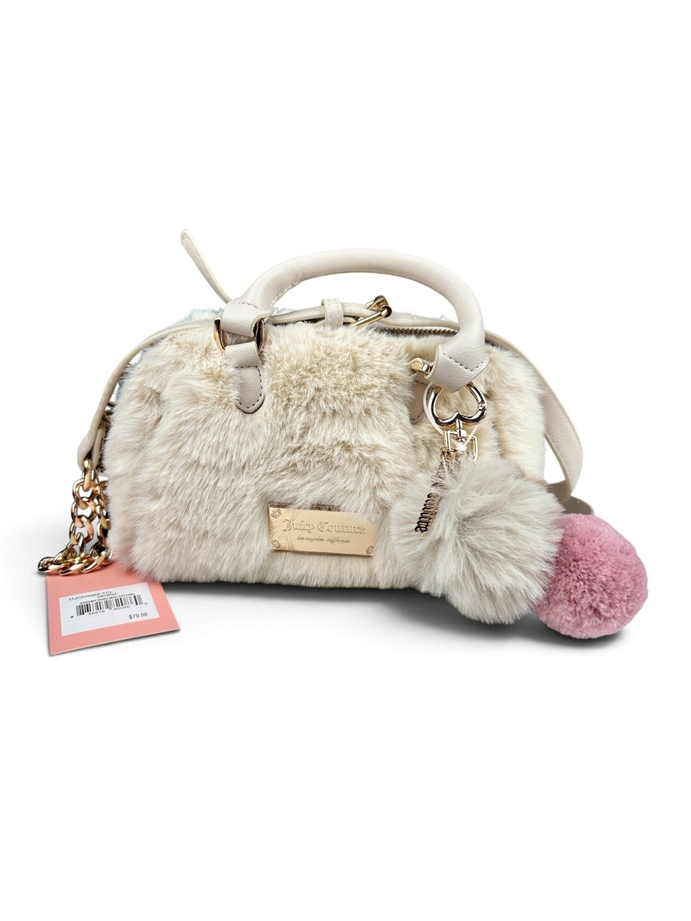 NWT Juicy Couture Dreamy Divas Mini Satchel Crystal Faux Fur Crossbody Charm